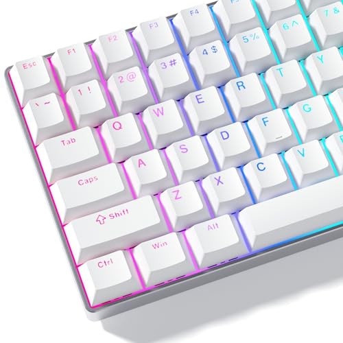Image of Womier White Keycaps for Mechanical Keyboard, Shine Through Key caps | PBT Custom Keycap Doubleshot, Universal Compatiability for 60 75 100 Percent Cherry Gateron MX Switches Keyboard, White