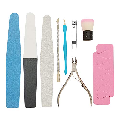 Nail File Set,Professional Manicure and Pedicure Nail File Kit with Nail Files Nail Clipper Cuticle Pushers Cuticle Nipper for Women,9 PCS Nail Care Kit