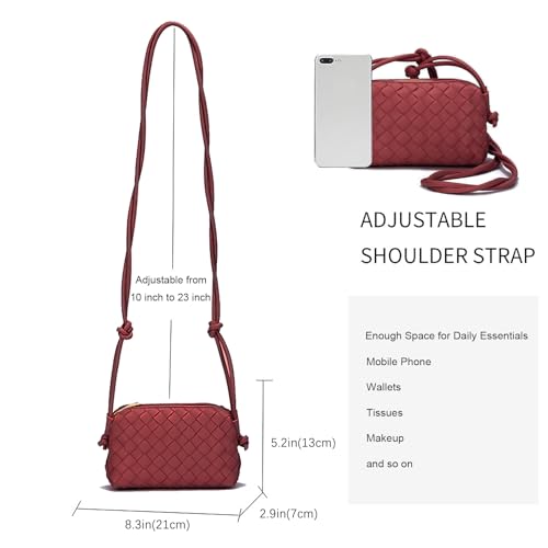 Crossbody Bag for Women Leather Small Woven Purse, Clutch Purses with Zipper Closure, Summer Beach Shoulder Bag4