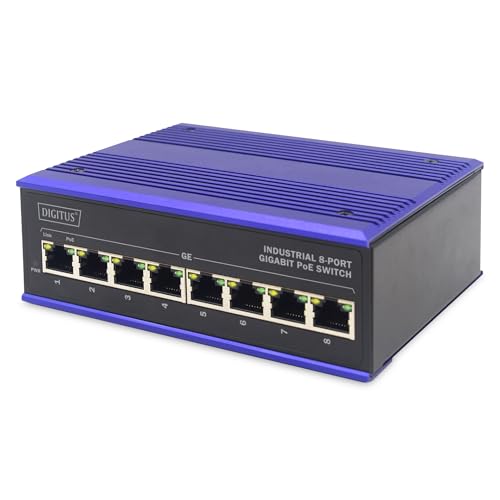 Conmutador PoE Gigabit DIGITUS con rango de temperatura extendido y alta resistencia