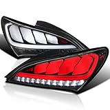 SPEC-D TUNING Black LED Bar Sequential Tail Lights Compatible with 2010-2016 Hyundai Genesis 2Dr Coupe, Left + Right Pair Assembly