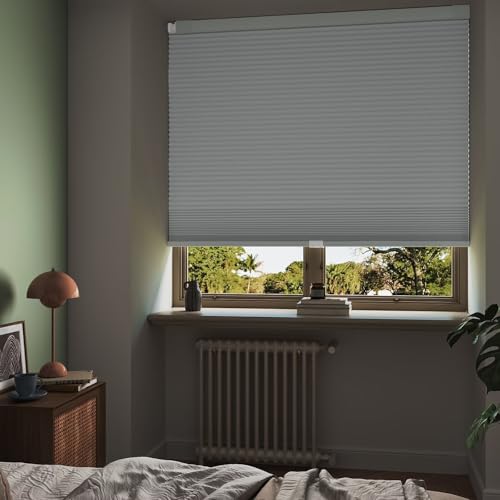 Image of MYshade Custom Drill Free Blinds, No Drill No Tools Cellular Window Shades, Cordless Blackout Blind for Indoor Windows, Easy to Install Honeycomb Shades & Blinds, Grey
