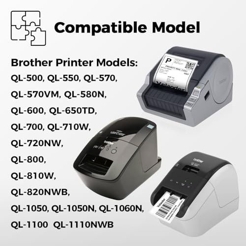 DK-2205 Shipping Labels Compatible with QL800-QL820NWB-QL810W - 2.4” x 100 ft, Includes 12 Rolls Continuous Labels with 1 Detachable Frame, Fit for Brother QL Printers - Thumbnail 4