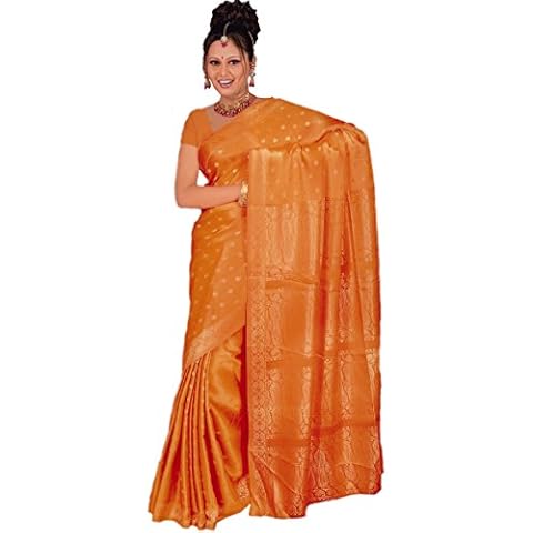 Trendofindia Indischer Bollywood Fashion Sari Stoff Damenkostüm Kleid Orange CA105 Cover