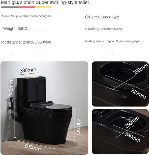 Inodoro inteligente SDdPulse negro con bidé integrado, una pieza, altura cómoda, forma rectangular, dimensiones 690x390x740 mm miniatura 6