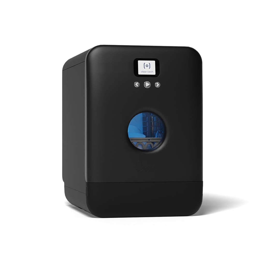 DAAN TECH Bob - Lave-​vaisselle Compact 3 Couverts Encastrable - Pose Libre, Avec Réservoir, Portable - Séchage Naturel - Assiette 29 cm - Label Origine France Garantie, Eco-​Conçu (Black)
