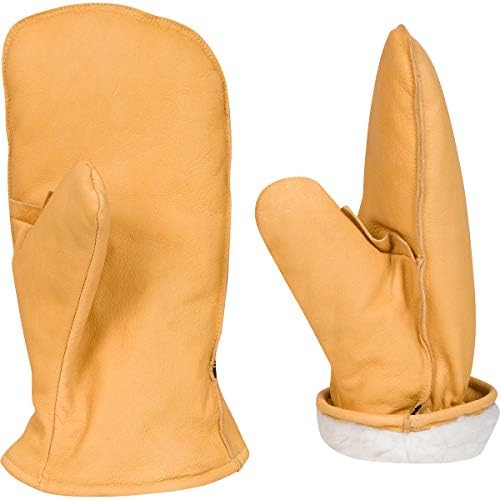 KBar7 Chopper Mittens Leather Goatskin Sherpa Lined Cold Weather Glove Mitt Mens (XL)