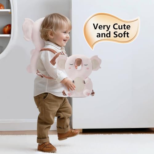 Image of Baby Head Back Protector Backpack Toddler Safety Protector Cushion Pad Soft, Adjustable and Lightweight Design for Safe Walking and Crawling Toddlers Girls and Boys(Pink Koala)