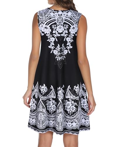 Image of Summer Dresses for Women 2026 Casual Sleeveless Sundress Floral Loose Fit Beach Cover Up with Pocket