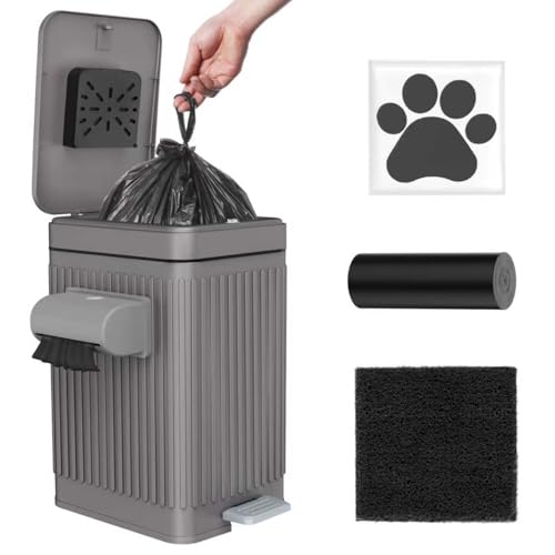 Dog Poop Trash Can for Outside & Indoor, 5L/1.3Gal Small Pet Wast...