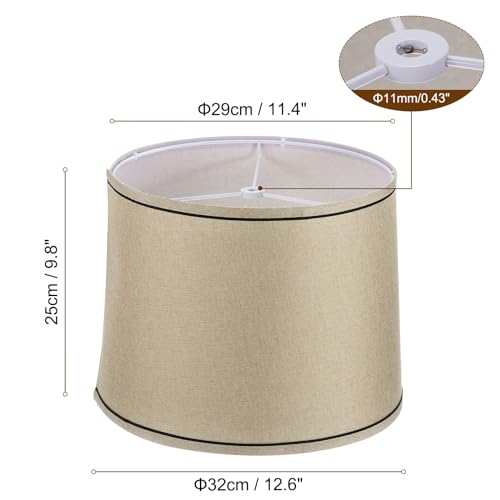 PATIKIL Drum Lampshade for Table Lamps 11.4" Top x 12.6" Bottom x 9.8" High Floor Lamp Shade Easy Assembly Medium Linen Lampshade for Table Lamps Floor Lamp Beige Black - Image 2