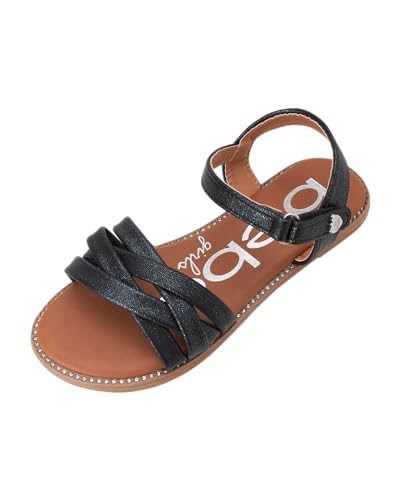 Image of bebe Girls' Sandals - Two Strap Open Toe Flat Dress Sandals with Heart Accent, Easter Summer Shoes for Little and Big Girls