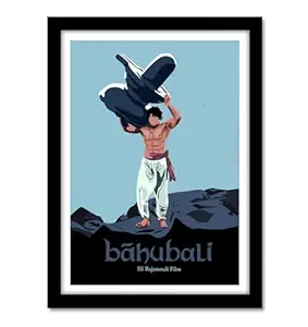 GOOD HOPE South Actors Artworks, Movies for Room and Office Home wall Decoration Bedroom Living Gift Painting sticker wallpaper Boys Hostel (Bahubali Prabhas, 10 x 13 Inch Framed)