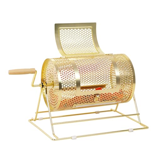 GSE Games & Sports Expert Brass Raffle Ticket Drum, Small Gold Spinning Raffle Cage Holds 2,000 Tickets or 80 Raffle Balls, Lottery Drawing Box for Raffles, Giveaways, Fundraisers, and Events