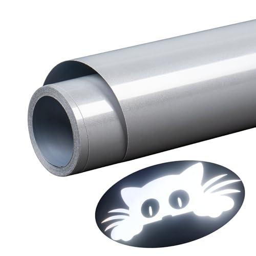 Aoder Reflective Heat Transfer Vinyl-11.8 x 10ft Light Grey Iron on Vinyl Roll for Shirts HTV Vinyl for All Cutter Machine Easy to Cut & Weed