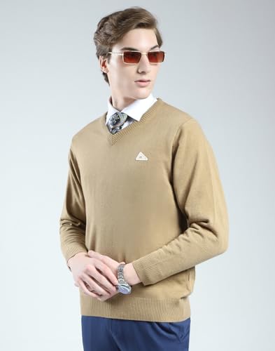 Image of Monte Carlo Men's Regular Fit Pullover | Solid V Neck Style | Full Sleeves Pull On | Warm & Stylish Winter Fashion Sweater | Winter Sweater for Men's