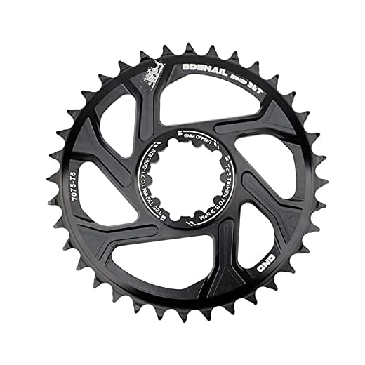 Kedjelänk 6mm Offset MTB Cykelkedjer Aluminiumlegering Olja Slick kedjehjul Mountain Bike Chain Ring 30T 34T 34T 38T kedja återanvändbart silver (Chainwheel Teeth : 32T, Color : Black)