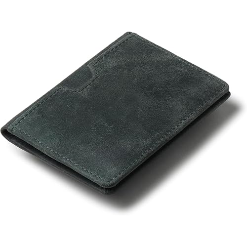 Image of Contacts Genuine Leather Slim Card Wallet for Men | RFID Blocking Minimalist Front Pocket Wallet | Compact Bifold Card Holder with Cash Slot (Seattle Green)