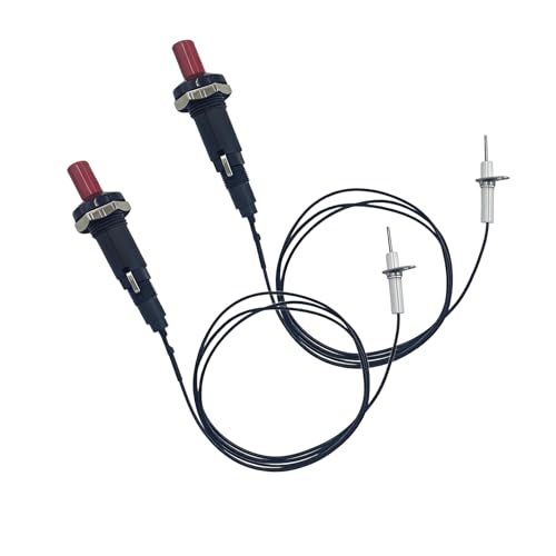 2 Set Propane Push Button Piezo Igniter Spark Ignition Kit with Threaded Ceramic Electrode for Gas Fireplace Fire Pit Oven Heater Grill Stove Kitchen Replacement Igniter