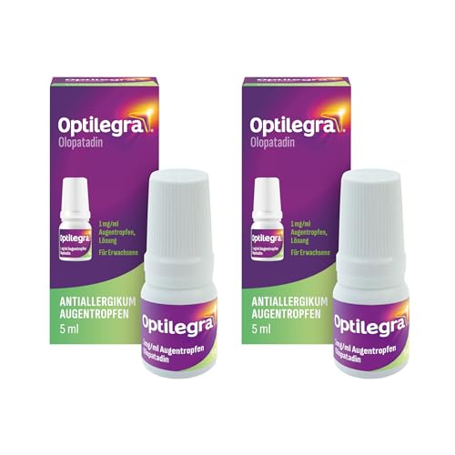 Optilegra Augentropfen | 2x5 ml | Antiallergische Augentropfen bei Heuschnupfen | Linderung der Symptome an den Augen