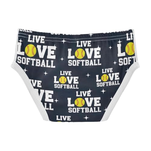 ODAWA Live Love Softball Toddler Briefs Cotton, Tag-Free Comfort 2T Underwear2