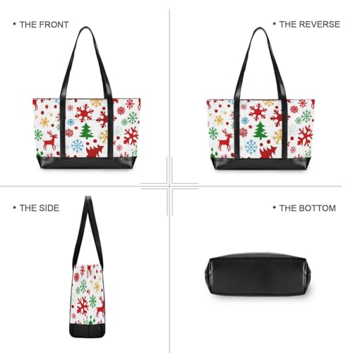 Merry Christmas Tree Snowflake Colorful trendy bags for women with zipper tote for college with diaper bolsa para laptop mujer3