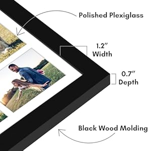 Americanflat 20×20 collage picture frame with polished plexiglass fits one 8×10 four 5×5 and six 4×6 photos or one 20×20 photo gallery wall frame set thin photo frame for wall displayblack  urban country home decor