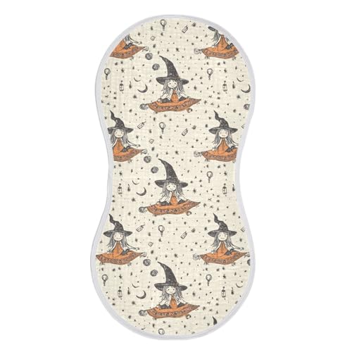 vvfelixl Cartoon Witch on Flying Carpet Burp Cloths for Baby Boy Girls Baby Washcloths Burp Rags 1 Pack