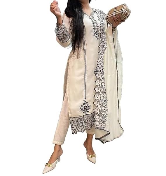 Tenue soirée kurti traditionnel et son pantalon pour célébrations