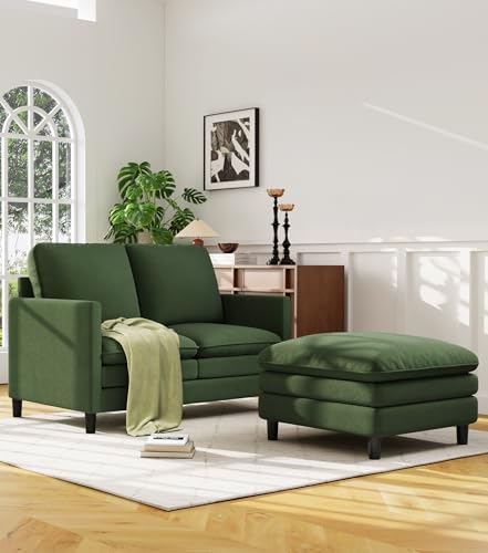Image of Welzona 3-Layers Cloud L Shaped Couch, 51 inch Teddy Sofa and Loveseat Set
