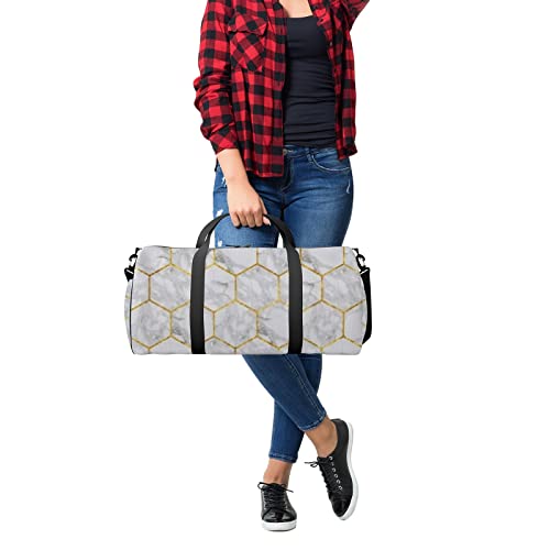 Bolsa de viagem grande para homens e mulheres, azulejos de mármore, bolsa de viagem geométrica doura