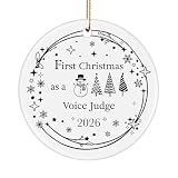 First Christmas as a Voice Judge 2026 Ornament - Graduation Gifts for Coworker Staff Employee Boss Manager - Minimalist Design - Tree Decor - Round, Ceramic, 3-inch