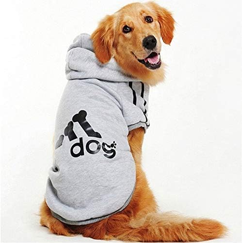 Large Size Dog Clothes for Big Dogs Golden Retriever Winter Pet Hoodie Sportswear [Gray 8XL]
