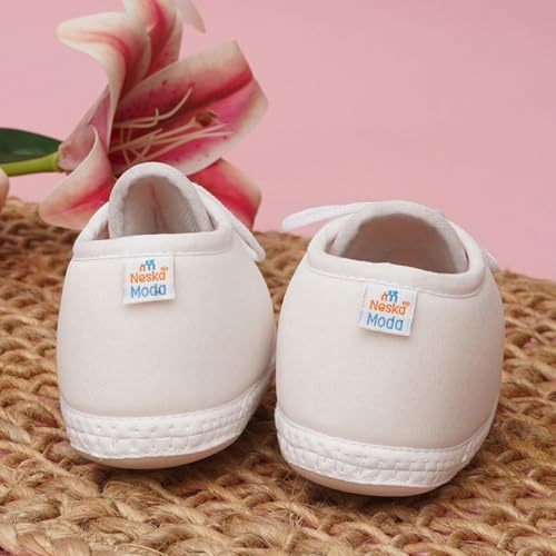 Image of Neska Moda 6 To 12 Months Baby Boys & Baby Girls Cute Soft Cotton Pre-Walker Lace Booties-BT4713