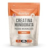Creatina Monoidrata in Polvere Micronizzata | Busta da 400g | 114 Porzioni | Creatina Monohidrato Polvere Ultra Fine 200 Mesh a Rapido Scioglimento (Non Capsule) | Vitabright Creatine Monohydrate