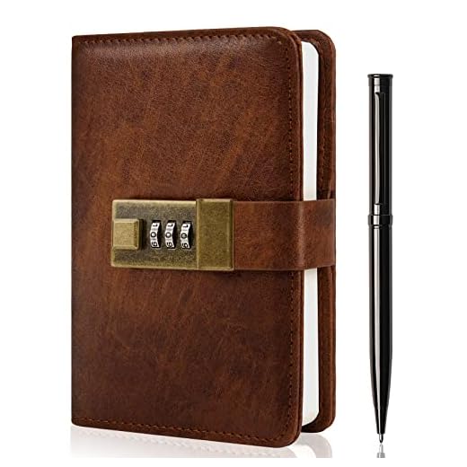 WEMATE Journal with Lock, A6 PU Leather Diary with Lock 240 Pages, Vintage Lock Journal Password Protected Notebook with Pen & Gift Box, Lock Diary Planner Organizer for Men and Women 4.3X 6.18in Brown