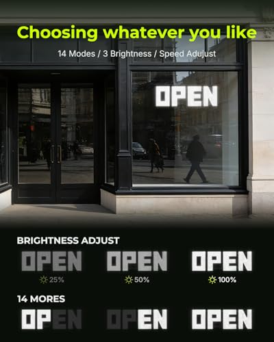 Image of 36 inchx12 inch Large LED Open Sign, Super Bright Open Signs for Business, Dimmable Big Open Sign for Storefront Window Bar Salon Cafes Retail Shops