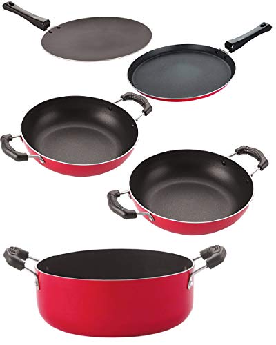 Image of Nirlon Non-Stick Cookware Kitchen Aluminium Cooking Essential Combo Set of 5 Pieces (2.6mm CT12 KD13 KD14 Cass22 FT12)