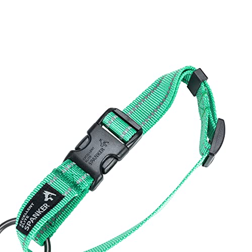 EXCELLENT ELITE SPANKER Reflective Dog Collar Classic Breathable Nylon Adjustable Pet Collar with Quick Release Buckle for Boy Girl Male Female Puppies Small Medium Large Dogs Training(GRN-M) - Image 4