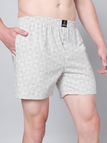 Image of Urban Scottish Men's Pack of 2 Cotton Printed Boxers with Side Pockets