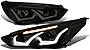 Pair Tinted Housing Clear LED Turn Signal Dual Halo DRL Projector Headlight Lamps Compatible with Ford Focus 15-18