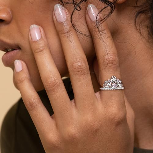 STARCHENIE Princess Crown Tiara Ring Wedding Engagement Band 925 Sterling Silver Anniversary Rings for Women2
