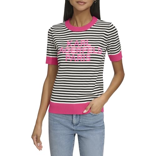 KARL LAGERFELD Women's Soft Short Sleeve Trendy Sweater