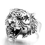 PINK TOWN Gothic Vintage Tiger/Dragon/Eagle Claw/Wolf Animal Ring - Punk Rock Biker Gift Goth Adjustable for Men Women (Tiger)