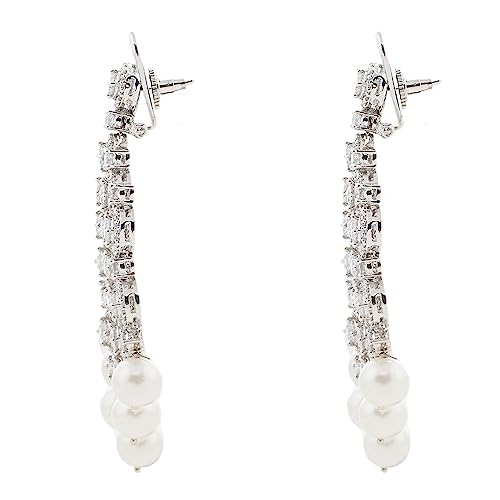 Auraa Trends Rhodium Plated American Diamond Zircon Earring Set For women and girls AT-601 - Image 2