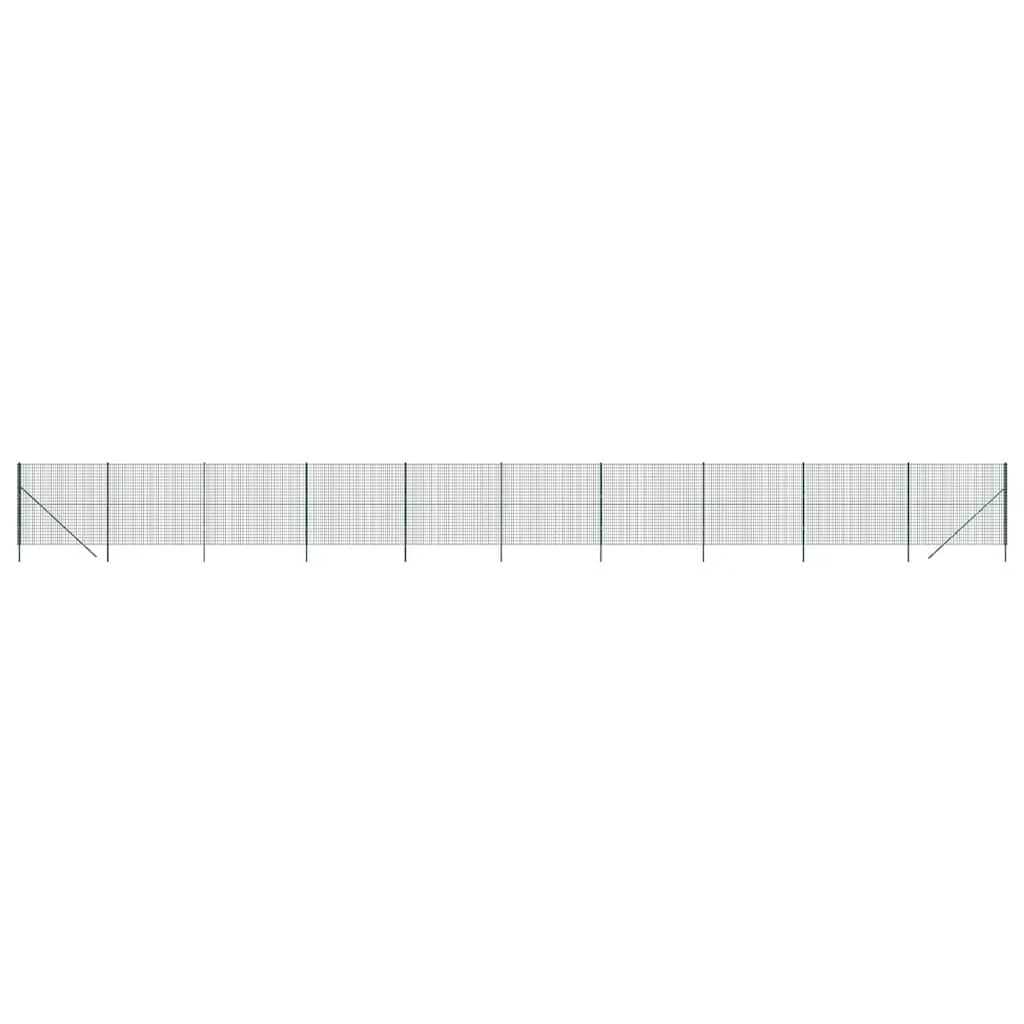 Valla de malla de alambre verde de 1,4 metros de altura, con revestimiento de PVC, 25 metros de largo para parcela, color verde, 1,4 x 25 m, de acero galvanizado
