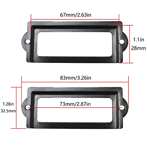 Jianling 20Pcs Black Label Holder Black Office Library File Drawer Cabinet Card Tag Holder Metal Office File Cabinet Shelves Drawer Name Card Label Holder Frames #TOP1