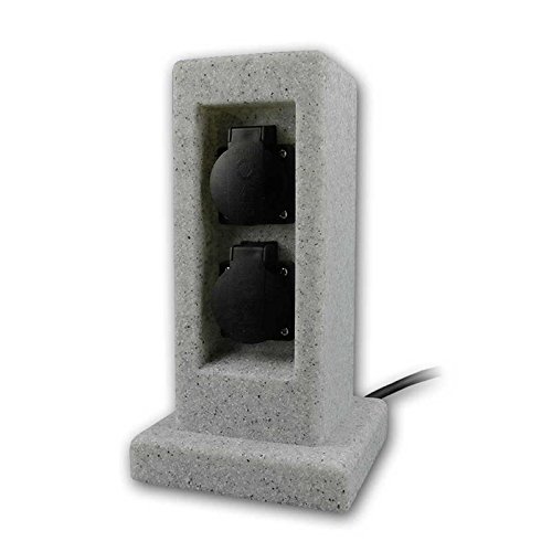 Gartensteckdose 2-fach, IP44, Energiesäule, Granit