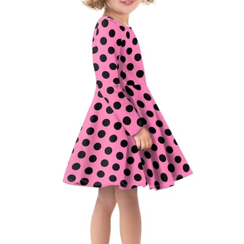 PinUp Angel Cute Girls Long Sleeve Dresses Polka Dot Leopard Patterned Girls A-line Dress for Winter Fall Xmas Gifts4