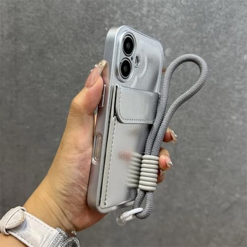 Étui portefeuille iPhone 11 Pro Max en cuir PU argent avec porte-carte et support de protection